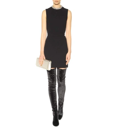 Shop Aquazzura Velvet Over-the-knee Boots In Llack