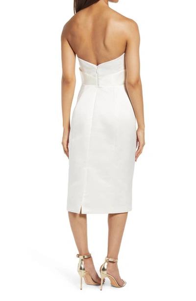 Shop Amsale Asymmetric Drape Strapless Mikado Cocktail Dress In Ivory