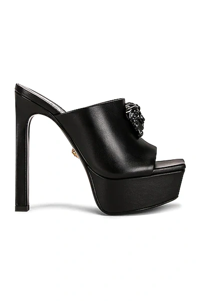 Shop Versace Medusa Platform Mules In Nero