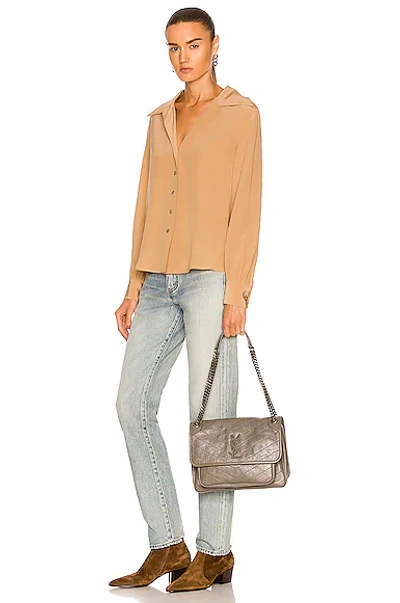 Shop Saint Laurent Medium Niki Chain Bag In Grey Khaki