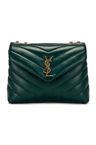 Shop Saint Laurent Small Loulou Chain Bag In Sea Turquoise & Sea Turquoise