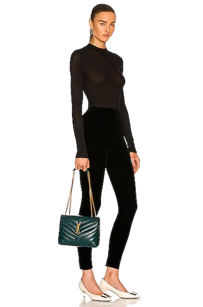 Shop Saint Laurent Small Loulou Chain Bag In Sea Turquoise & Sea Turquoise