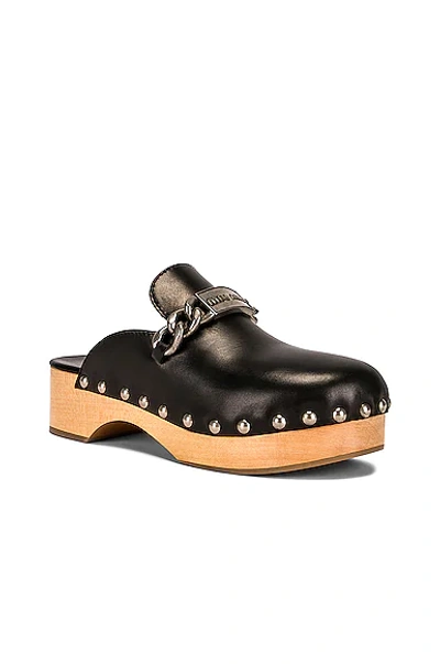 Shop Miu Miu Logo Chain Clogs In Nero