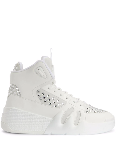 Shop Giuseppe Zanotti Talon Hi-top Panelled Sneakers In White