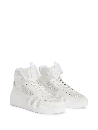 Shop Giuseppe Zanotti Talon Hi-top Panelled Sneakers In White