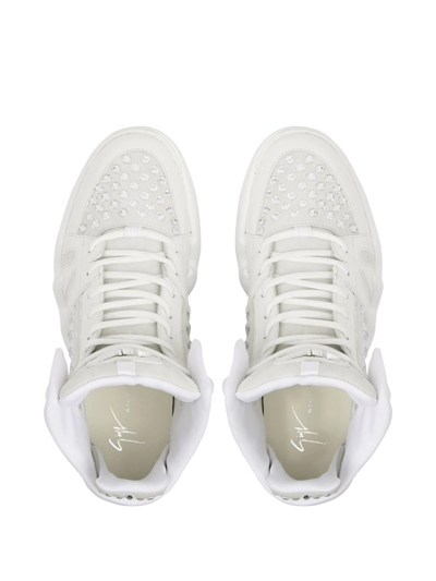 Shop Giuseppe Zanotti Talon Hi-top Panelled Sneakers In White