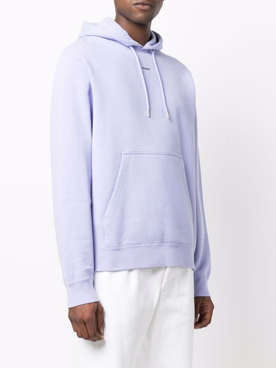 Shop Sandro Embroidered-logo Hoodie In Purple