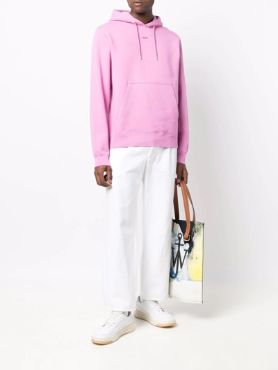 Shop Sandro Embroidered-logo Hoodie In Pink