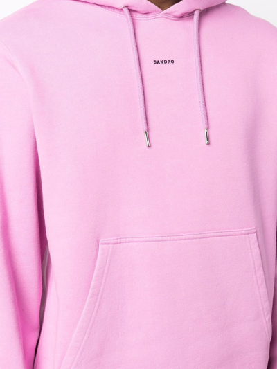 Shop Sandro Embroidered-logo Hoodie In Pink