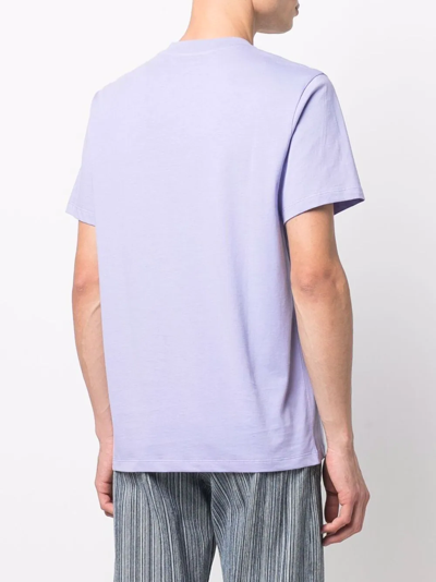 Shop Sandro Embroidered-logo T-shirt In Purple