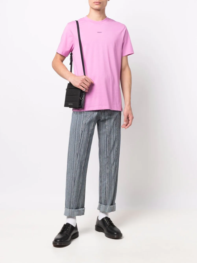 Shop Sandro Embroidered-logo T-shirt In Pink