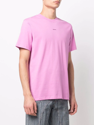 Shop Sandro Embroidered-logo T-shirt In Pink