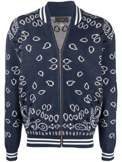 Shop Alanui Bandana-print Bomber Jacket In Blau