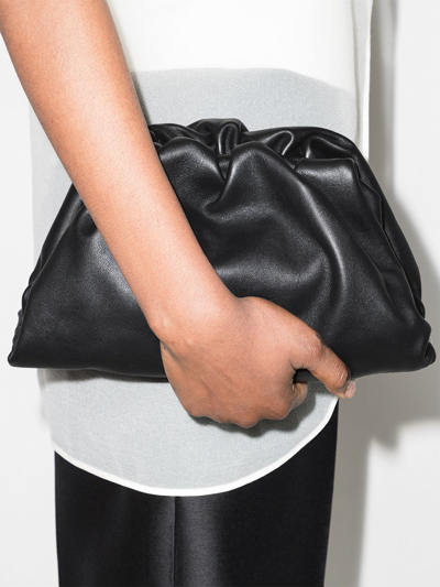 Shop Bottega Veneta The Pouch Leather Clutch Bag In Black