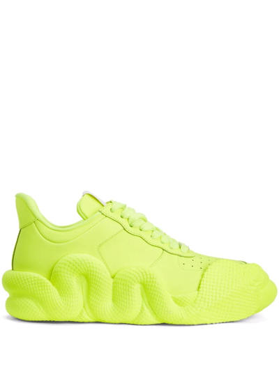 Shop Giuseppe Zanotti Cobras Snake-trimmed Sneakers In Yellow