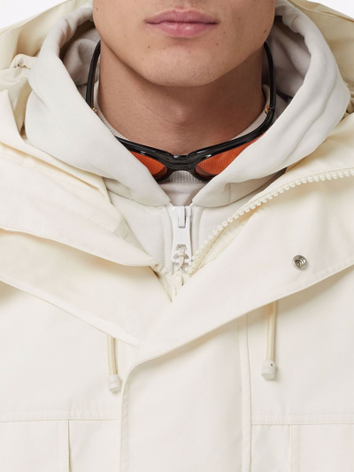 Shop Burberry Perforated Logo Technical Oversized Parka In White