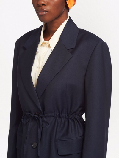 Shop Prada Single-breasted Batavia Drawstring Jacket In Blue