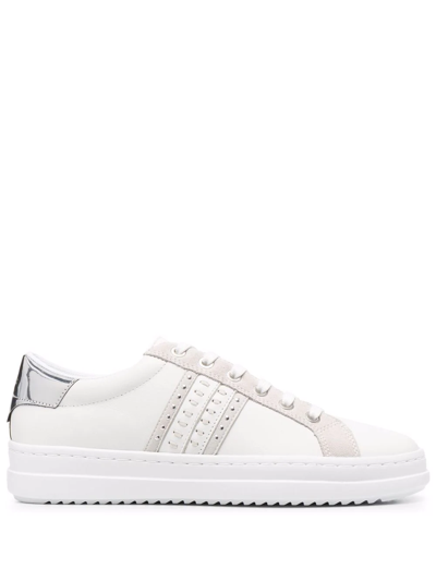 Geox Mixed Leather Low-top Sneakers In Wht Silver | ModeSens