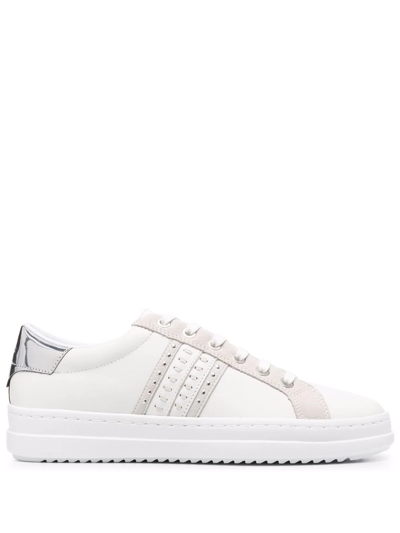 Geox Mixed Leather Low-top Sneakers In White