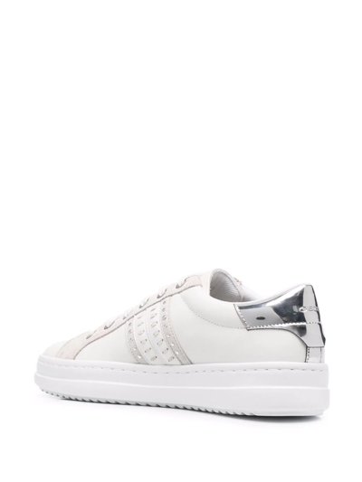 Geox Mixed Leather Low-top Sneakers In White