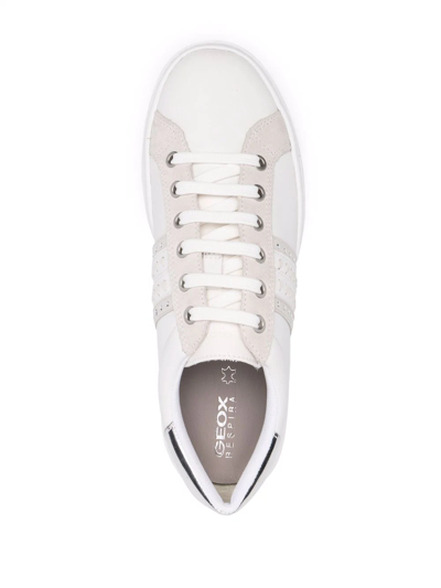 Geox Mixed Leather Low-top Sneakers In White