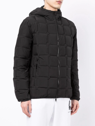 Shop Armani Exchange Padded Zip-up Hooded Coat In Black