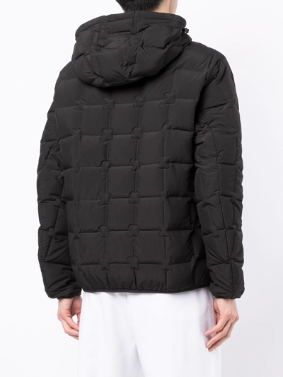 Shop Armani Exchange Padded Zip-up Hooded Coat In Black