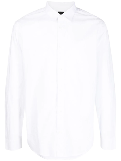 Shop Armani Exchange Classic Collared Shirt In White