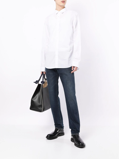 Shop Armani Exchange Classic Collared Shirt In White
