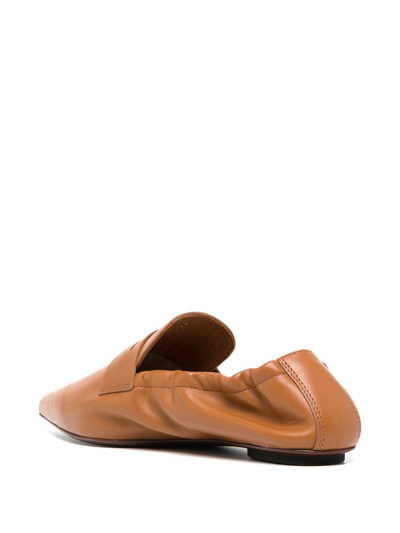 Shop Tod's Tapered Toe Loafers In Brown