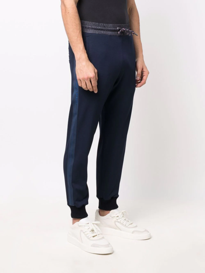 Shop Etro Logo-tape Track Trousers In Blue