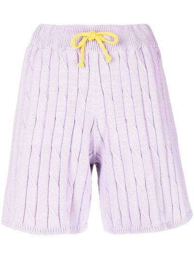 Shop Joshua Sanders Cable-knit Drawstring Shorts In Violett