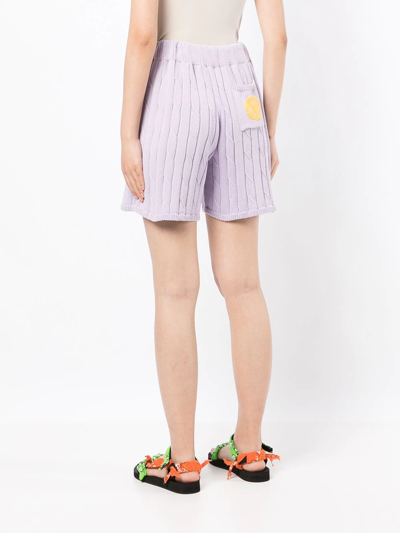 Shop Joshua Sanders Cable-knit Drawstring Shorts In Violett