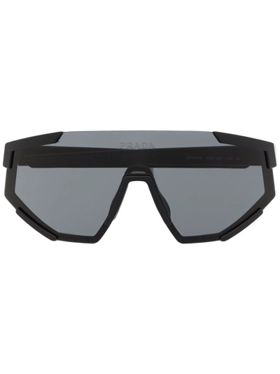 Shop Prada Mask-frame Sunglasses In Schwarz