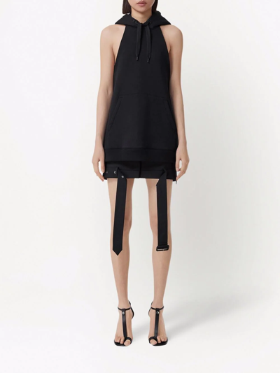 Burberry Location-print Sleeveless Cotton Hoodie In Black