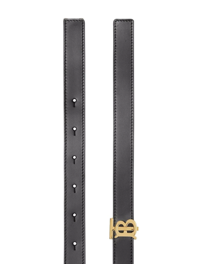 Burberry Monogram-buckle Reversible Leather Belt In Schwarz