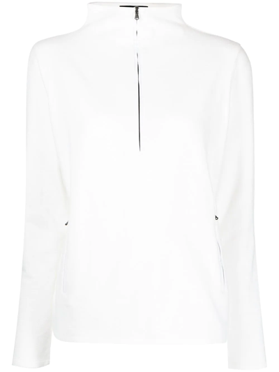 Shop James Perse Brushed Terry Half-zip Sweatshirt In White