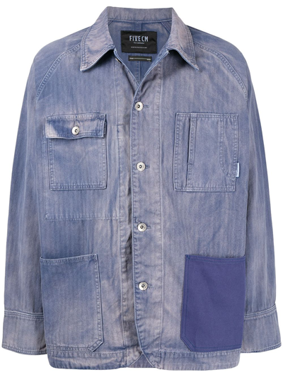 Shop Five Cm Patch-detail Denim Jacket In Blau