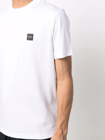Shop Hugo Boss Logo-patch Cotton T-shirt In White
