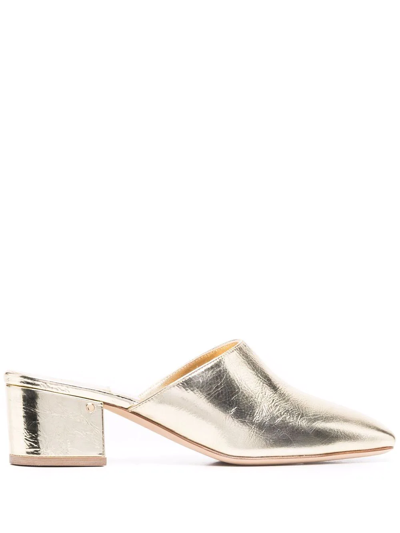 Shop Laurence Dacade Daria 50mm Metallic Mules In Gold