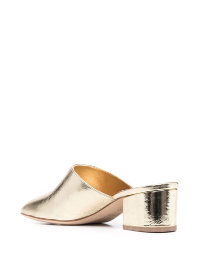 Shop Laurence Dacade Daria 50mm Metallic Mules In Gold