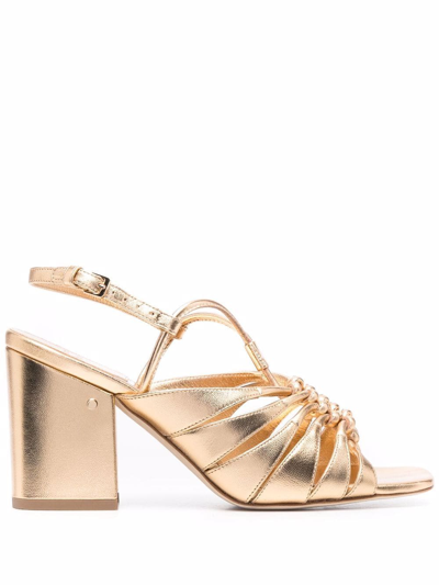 Shop Laurence Dacade 90mm Strappy Leather Sandals In Gold