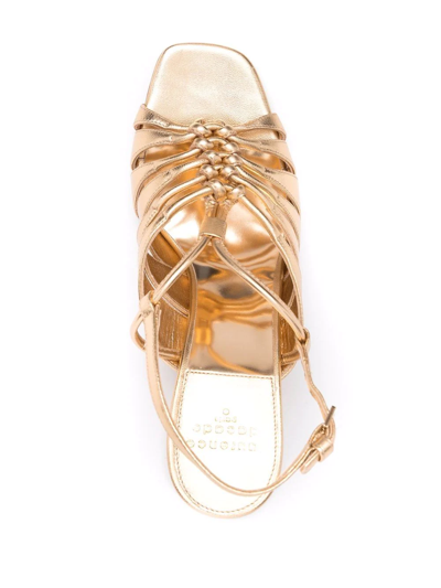 Shop Laurence Dacade 90mm Strappy Leather Sandals In Gold