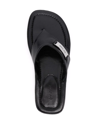 Shop By Far Piel Thong Flip Flops In Black