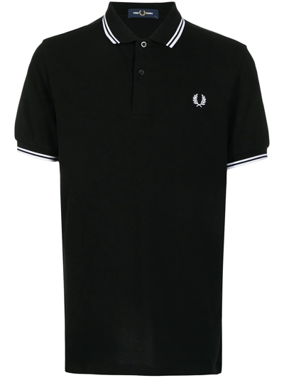 Shop Fred Perry Logo-embroidered Polo Shirt In Schwarz