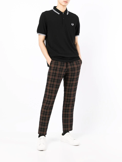 Shop Fred Perry Logo-embroidered Polo Shirt In Schwarz