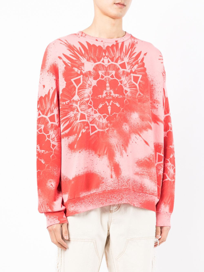 Shop Marcelo Burlon County Of Milan Kaleidoscope Wings Print Cotton Sweatshirt In Rosa