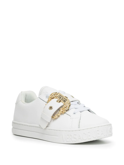 Versace Jeans Couture Jeans Couture Low-top Leather Sneakers With Buckle  Detail In White | ModeSens