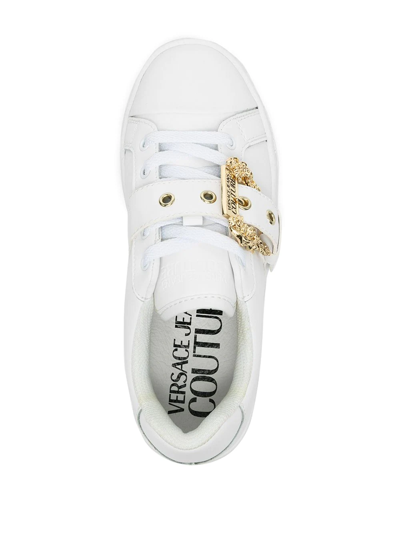 Shop Versace Jeans Couture Couture Baroque Buckle Sneakers In Weiss
