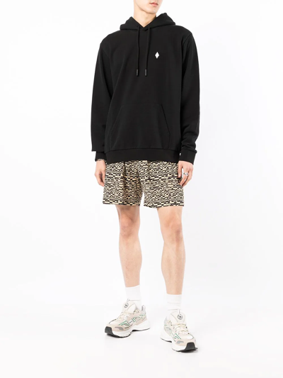 Marcelo Burlon County Of Milan Classic Pullover Black Hoodie With Adjustable Drawstring In Black